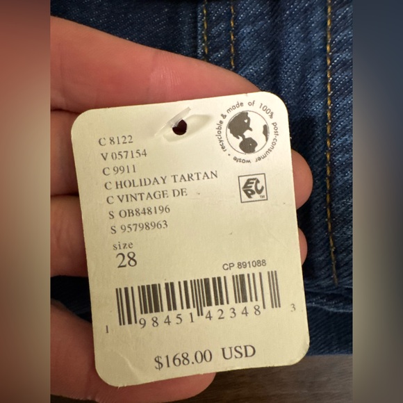 NWT Free People We The Free Firecracker Flare Jeans - holiday tartan- 26, 27, 28 - Picture 12 of 12